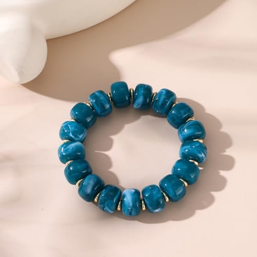 Colorful Beaded Bracelets Boho Jewelry for Women Multicolor Resin Chunky Bracelet Summer Vacation Outfits Beach Gifts - color: Green