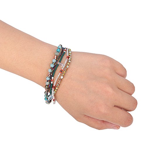 Handmade Adjustable Wrap Bracelet Bohemian String Braided Beads Anklets Gifts for Women - color: Green