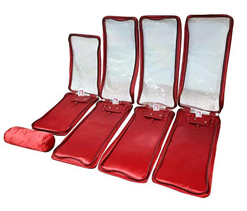 atorakushon Satin Maroon Make-Up Pouch Jewellery Box 4 Pouch 1 roll Bangle in Cosmetic Bag Necklace Earrings Vanity Jewellery Organiser For Women's - style: New