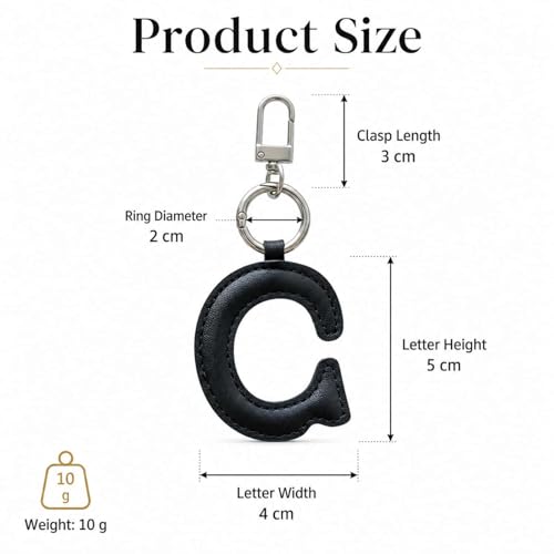 Initial Letter Keychain,Stainless Steel,Colorful Faux Leather Keyring for Backpack,Purse,Car Keys,Gift for Men Women - color: C