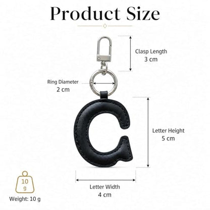 Initial Letter Keychain,Stainless Steel,Colorful Faux Leather Keyring for Backpack,Purse,Car Keys,Gift for Men Women - color: C