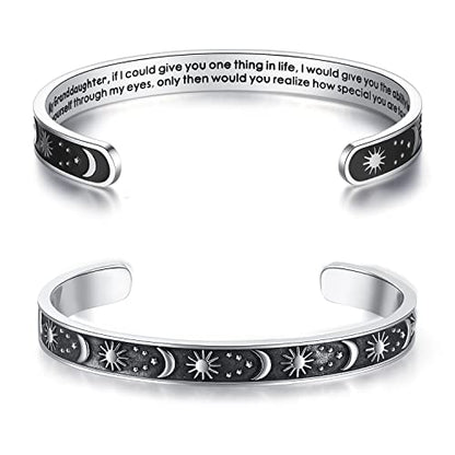 TONY & SANDY Inspirational Bracelets for Women Teen Girls Personalized Gifts for Daughter Granddaughter Mom Sister Friends Stainless Steel Engraved Cuff Birthday Easter Christmas - style: A - Granddaughter Gifts - If I could give you one thing in life...h