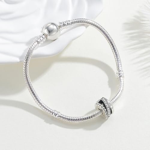 KEQ Clip Spacer Charm for Bracelet 925 Silver Pave Cubic Zirconia Clip Lock Stopper Bead Spacer For Women Bracelets Stopper Birthday Gifts European Openable Beads 2pcs - color: Coiled Beads
