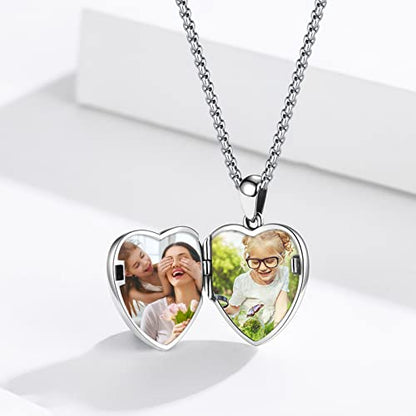 TUGHRA Mother's Day Gifts Gold Locket Necklaces for Women, 925 Sterling Silver Heart Photo Lockets Memorial Keepsake Jewelry Gift for Mom, Wife, Daughter - style: 2224-Light Pink