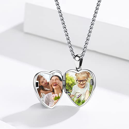 TUGHRA Mother's Day Gifts Gold Locket Necklaces for Women, 925 Sterling Silver Heart Photo Lockets Memorial Keepsake Jewelry Gift for Mom, Wife, Daughter - style: 2224-Rose Red