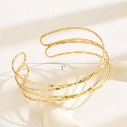 Harry and Henry Arm Cuff Gold Upper Arm Jewelry for Women Adjustable Open Cuff Bangle Bracelets Armband Jewelry Summer Outfits for Women 2026 - color: B:2Pcs Gold Arm Cuff