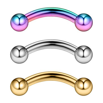 Ruifan 14G 5/16 Inch Stainless Steel Curved Eyebrow Rings Petite Belly Rings Body Jewelry Piercing Set 3mm Ball - color: 3PCS - Style 2#