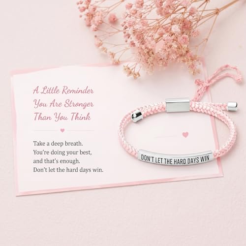 Frodete Dont Let The Hard Days Win Bracelet Inspirational Gifts for Women Adjustable Braided Tube Bracelet Gifts for Friends - color: A3:pink