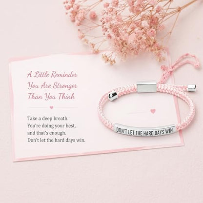 Frodete Dont Let The Hard Days Win Bracelet Inspirational Gifts for Women Adjustable Braided Tube Bracelet Gifts for Friends - color: A3:pink