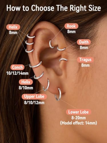 FaithHeart 925 Sterling Silver Post Huggie Hoop Earrings for Women 8-20mm | Silver/Black/Gold/Rose Gold Small Hoop Earrings, Hypoallergenic Lightweight Cartilage Huggie Earrings, Gift Box - color: Silver, size: 10mm