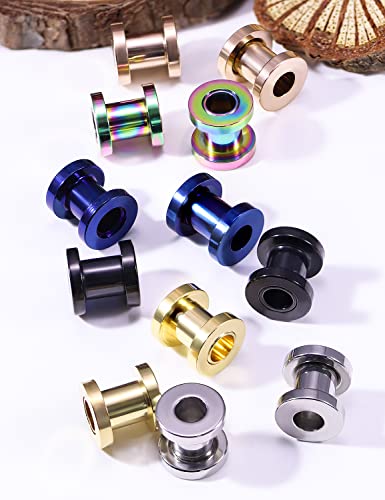 Vsnnsns 14G 12G 8G 6G 4G 2G 0G 00G Stainless Steel Ear Tunnels Screw Fit Ear Plugs Tunnels Gauges Set 1.6MM 2MM 3MM 4MM 5MM 6MM 8MM 10MM - color: 2G-6.0mm