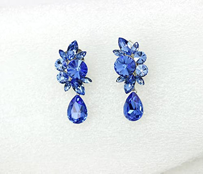 Faship Statement Dangling Floral Clip On Earrings For Women - color: Blue