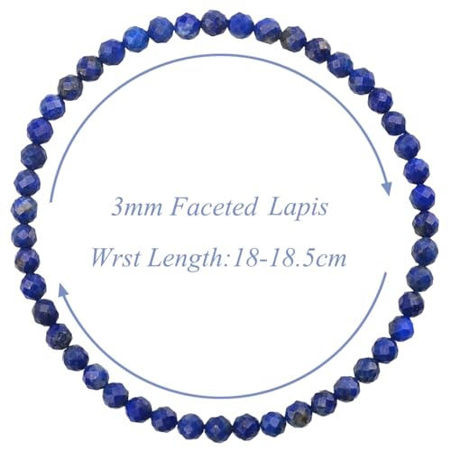 MASSIVE BEADS Natural Genuine Gemstone Beads Healing Crystal Chakra Reiki Jewelry Faceted Round Beads Bracelets 3mm - color: Lapis