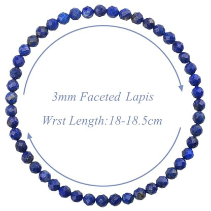 MASSIVE BEADS Natural Genuine Gemstone Beads Healing Crystal Chakra Reiki Jewelry Faceted Round Beads Bracelets 3mm - color: Lapis