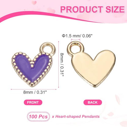 MECCANIXITY Enamel Alloy Heart Charm,Valentine Heart Pendants Love Jewelry Making Charm for DIY Necklace Bracelet Earrings Keychain - color: Purple