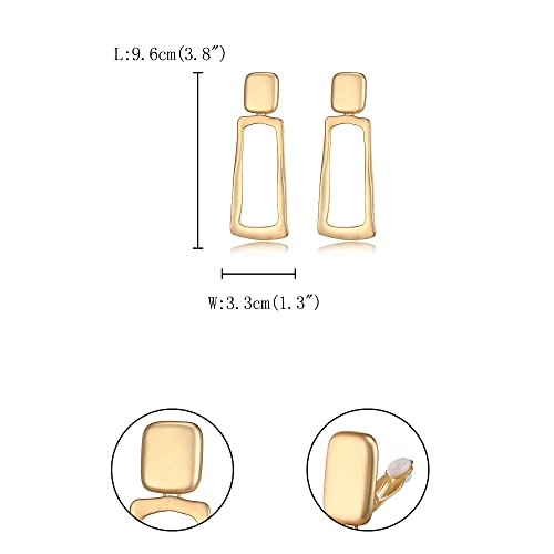 FANZE 2-3 Pairs Clip on Earrings Drop Earrings Set,Big Matte Gold Earrings Statement Earrings Jewelry Gift for Women - color: Set-11