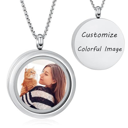 Oinsi Cremation Locket Necklace For Ashes Of Loved One Carry Photo Glass Memorial Urn Jewelry 316L Stainless Steel Keepsake Gifts - color: A-Cusomize-Image