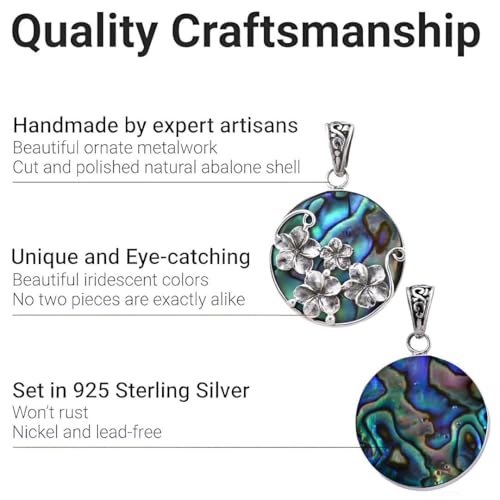 Shop LC 925 Sterling Silver Boho Abalone Shell Pendant | Teardrop Shape, Coastal, Beach Jewelry - color: Abalone # 06
