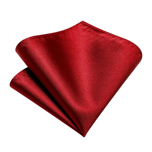 Solid Color Tie and Pocket Square with Tie Clip Lapel Pin Silk Formal Necktie Set Wedding Formal - color: Red