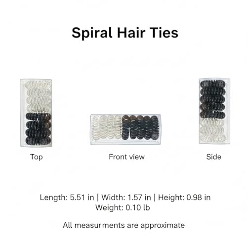 9 Pack Spiral Hair Ties, Telephone Wire Ponytail Holders for Thick Long Hair, Elastic Coils