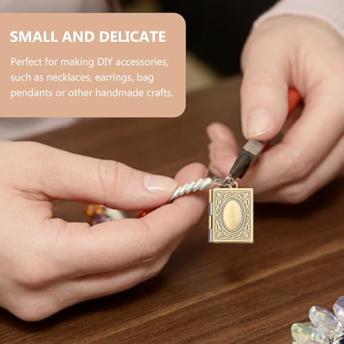 LIFKOME Vintage Book Locket Photo Pendant 2 Pcs Picture Locket Charms for Necklace Bracelet Jewelry Making Mini Photo Frame Ornament 0.86 X 0.70 X 0.19 in