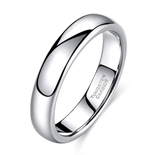 TRUMIUM 2mm 4mm 6mm 8mm Tungsten Wedding Band Ring for Men Women Silver/Rose Gold Plated/Rainbow/Gold Plated Domed High Polish Engagement Promise Rings Comfort Fit 4-15 - color: 4mm silver plated