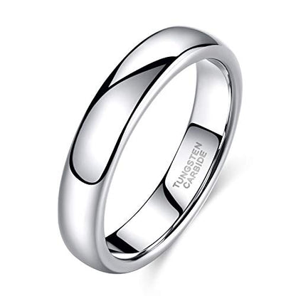 TRUMIUM 2mm 4mm 6mm 8mm Tungsten Wedding Band Ring for Men Women Silver/Rose Gold Plated/Rainbow/Gold Plated Domed High Polish Engagement Promise Rings Comfort Fit 4-15 - color: 4mm silver plated