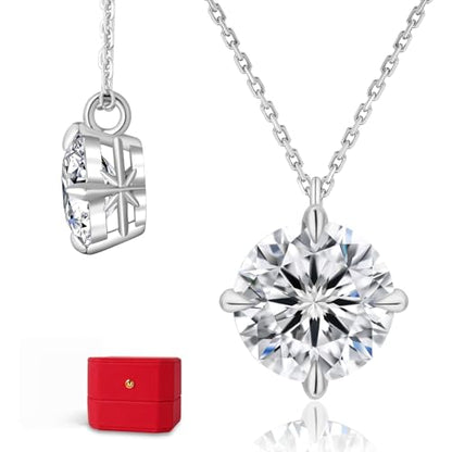 KRKC Moissanite Pendant Necklace for Women, 0.5CT/1CT/2CT/3CT/4CT Lab Created Diamond Solitaire Pendant, VVS1 Clarity D Color, Adjustable 14K White Gold Plated S925 Sterling Silver Chain, Jewelry Gift for Anniversary Valentines Christmas Day - color: Silv