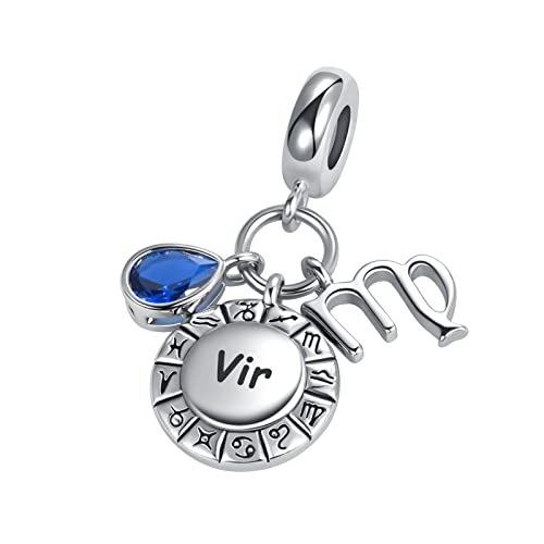 NanMuc Constellation Charm for Women Bracelets Horoscope Zodiac Sign Teardrop Birthstone Birthday Anniversary Dangle Bead for Mom Grandma - style: Virgo(8.24-9.23)