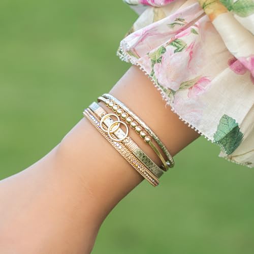 Chunky Boho Leather Wrap Bracelets Cowgirl Beaded Circle Western Jewelry | Stackable Infinity Layered Bohemian Magnetic Clasp Cuff Statement Fashion Colorful Country Hippie Outfits for Women Trendy - color: Snakeskin Gold