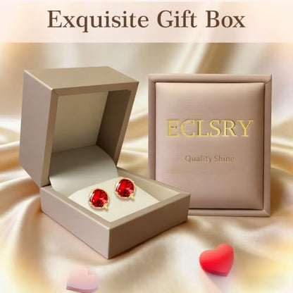 Round Austrian Crystal Clip On Earrings for Women Non Pierced Earrings, Hypoallergenic Clip-on Earrings Jewelry Gift for Sensitive Ears - color: Red