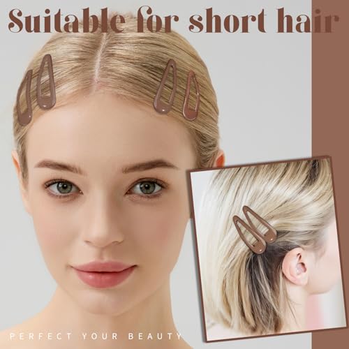 Teenitor 50Pcs Hair Barrettes For Women Brown Snap Hair Clips,2 Inch Hair Barrettes Hair Clips For Women, Brown - color: Brown
