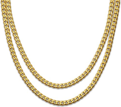 RIDGE 5mm Curb Chain for Men, Rugged and Durable Men’s Chain Necklace with Secure Clasp - color: 18K Gold (20")