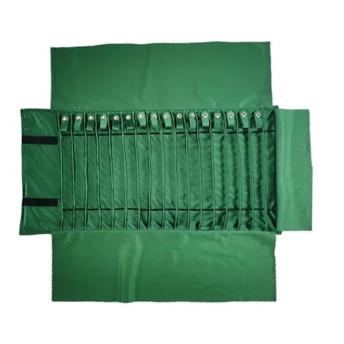 Travel Necklace Organizer, Tangle Free Jewelry Case, 16 Slots | Foldable,LightWeight Compact, Velvet Lining Jewelry Storage Bag for Chain Bracelet, Gift for Women Girls,Gray PU and Green - color: gray PU and green