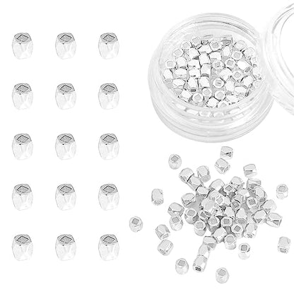 Silver Plated Faceted Spacer Beads 2.5x2.5mm 50pcs for Jewelry Making Findings Non Tarnish - color: Silver, size: 2.5x2.5mm Faceted