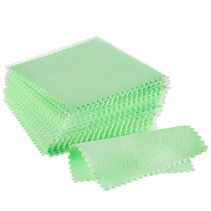 CATIFLIN 100pcs Jewelry Cleaning Cloth, Silver Polishing Cloth Individually Wrapped, Small Jewelry Polishing Cloth for Sterling Silver, Gold, Platinum and More (Green, 3.15" x 3.15") - color: Green