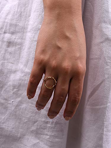LEMON GRASS Gold Vermeil Open Circle Ring in Sterling Silver Size 5-9