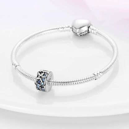 925 Sterling Silver Stopper Clip Charms for Bracelet Necklace Spacer Beads with 5A Cubic Zirconia Mother's Day Christmas DIY Gift for Women(2PCS) - style: Ocean Starfish Fixed Clip Charm