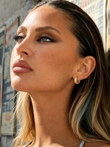 Bestyle Gold Huggies Earrings for Women Hypoallergenic 925 Sterling Silver Post Huggie Hoop Earrings Thick Lightweight Small Hoop Earrings 8/10/12/14mm - color: Gold, size: 10mm