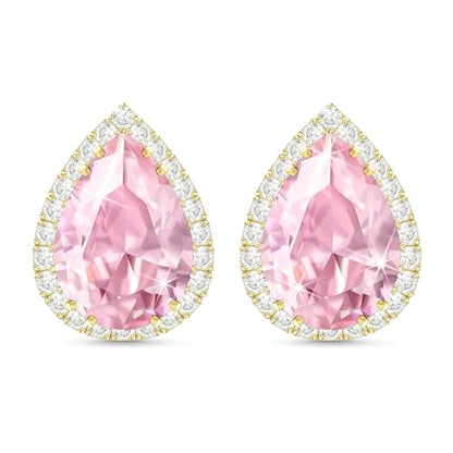 Linawe Women Stud Earrings, Teardrop Diamond Moissanite Cubic Zirconia Earrings Studs Rhinestone Jewelry Gold/Silver/Rose Gold - color: Gold,June,Oct