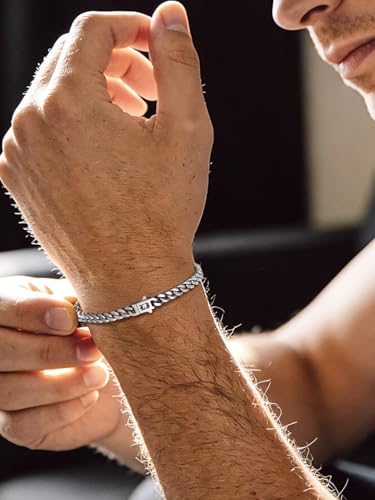 Bandmax Mens Hip Hop Cuban Link Bracelets 5/7/9/12MM Stainless Steel Miami Curb Chain Bracelet Silver/Gold Plated/Black Wristlet Chains for Men 7"-9" - color: 13 5MM Steel-Custom