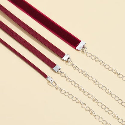 Black Choker Necklace Set Velvet Lace Choker Daisy Gothic Punk Classic Choker - color: 4pcs red