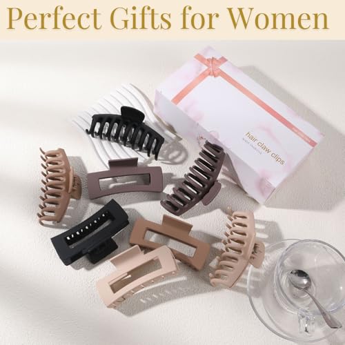 LuSeren Hair Clips for Women 4.3 Inch Large Hair Claw Clips for Women Thin Thick Curly Hair, Big Matte Banana Clips,Strong Hold jaw clips,Neutral Colors - color: Neutral