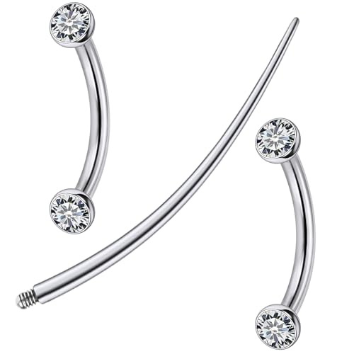 F136 Titanium 16g 6/8/10mm Eyebrow/Rook/Snug/Vertical-Labret/VCH/Snake-Eyes/Anti-Tragus/Christina/Daith/Belly-Button/Bridge/Hood/Surface Curved Barbell Piercing Jewelry for Women Men - color: White, size: 10 mm (3/8 in)