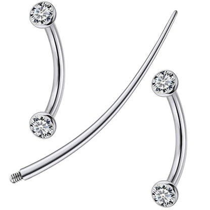 F136 Titanium 16g 6/8/10mm Eyebrow/Rook/Snug/Vertical-Labret/VCH/Snake-Eyes/Anti-Tragus/Christina/Daith/Belly-Button/Bridge/Hood/Surface Curved Barbell Piercing Jewelry for Women Men - color: White, size: 10 mm (3/8 in)