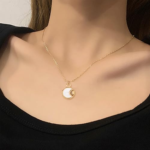 Unisex Celestial Gold Pendant Necklaces, Sun/Moon/Star/Angle Celestial Elements Unisex Choker Gold Lover Chains for Men and Women Jewelry - color: Gold Chain - Sun #2