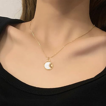 Unisex Celestial Gold Pendant Necklaces, Sun/Moon/Star/Angle Celestial Elements Unisex Choker Gold Lover Chains for Men and Women Jewelry - color: Gold Chain - Sun #2