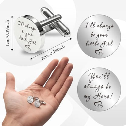Father of The Bride Gifts Dad Cuff Links Stainless Steel Cufflinks Dad Gifts for Elderly Dads Bonus Step Daddy Papa Stepfather Birthday Presents Daughter And Dads Gift Fathers Day Christmas Gift