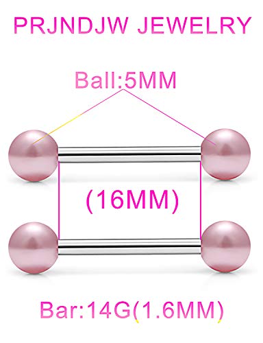 Prjndjw 14Pcs 14G Surgical Steel Tongue Rings Teaser Double Barbell with Slave Ring Body Piercing Jewelry for Women Men, Skull/Flower/Silicone Soft Spike Ball/Glitter Ball Closure