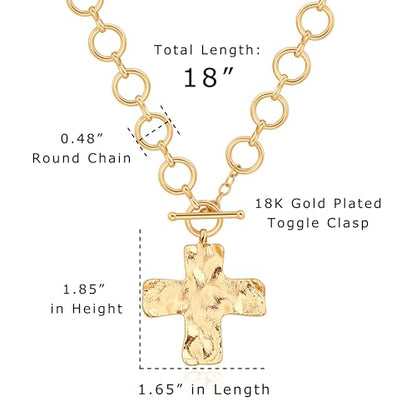 Aobei Pearl 18K Gold Plated Moon Star Lion Evil Eye Love Heart Cross Pendant Necklace Medallion Paperclip Chian Choker Layering Jewery for Women - color: Golden Cross